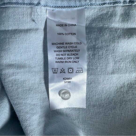 Distressed Denim Shirtdress Light Chambray Sz XL - Picture 6 of 8